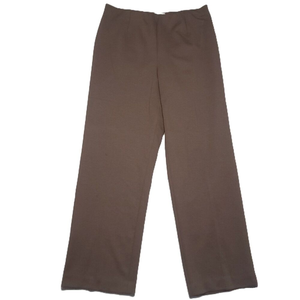 Coldwater Creek Classic Fit Pants Womens 16 Stretch Pull On Brown Straight Leg